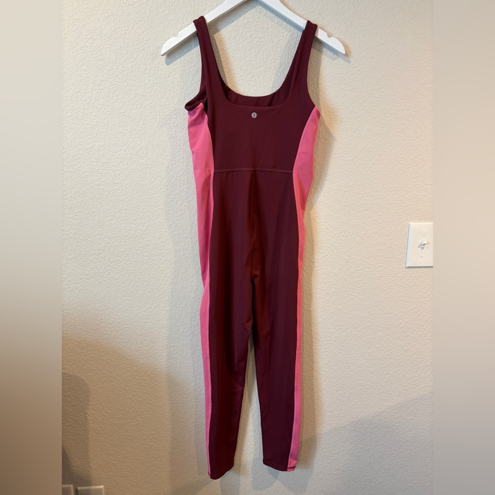 YITTY Women's Burgundy & Pink UltraLuxe Built-In Bra Active Onesie - M - Picture 3 of 7